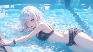 泳池可爱女孩