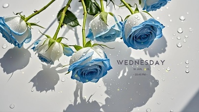 蓝白渐变玫瑰高质感桌面