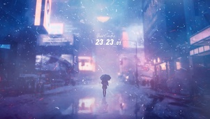 暴风雪街道女孩