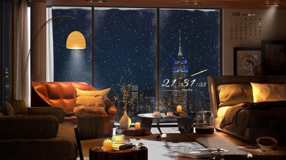 温馨安静雪天城市房间