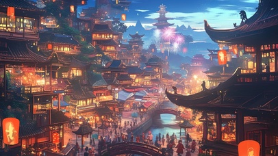 绚烂烟火里的热闹新年景象