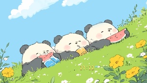 清凉夏日 可爱的熊猫