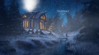 夜晚森林暴风雪