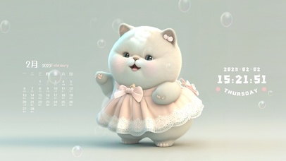 和泡泡跳舞的超萌小胖猫