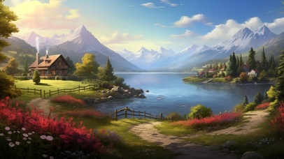 4K 静谧小屋 蓝天白云