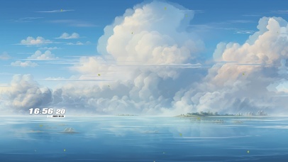 护眼蓝天白云海景