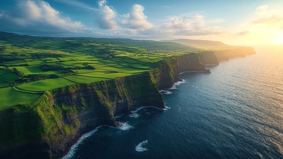 绿色护眼海边田野