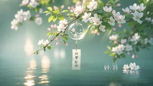 清新湖风铃花