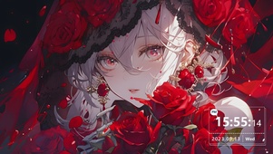 玫瑰花中的少女