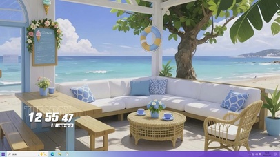 蓝天白云树木海景桌面主题