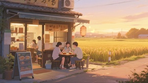 傍晚乡下食堂