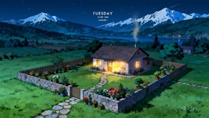 星夜下小屋