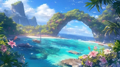 唯美治愈自然石头拱门