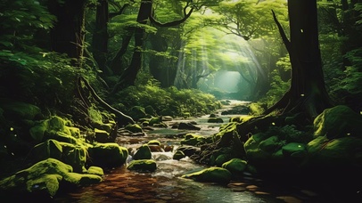 森林AI小溪壁纸