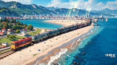 海边沙滩列车