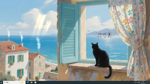 海边  黑猫
