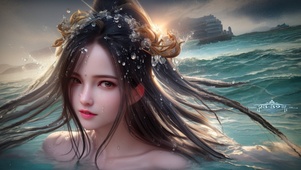 古风海中女孩