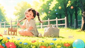 草地上的女孩