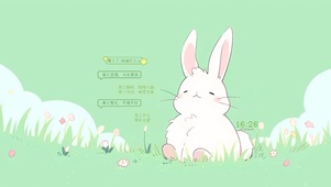 小清新草地萌兔