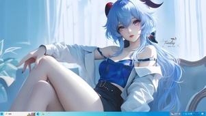 可爱蓝发女孩