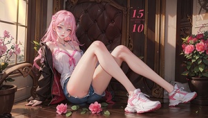 小清新可爱粉发女孩