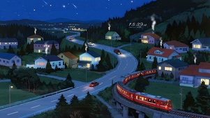 盘山公路乡村夜晚