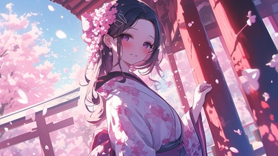 4k唯美樱花美少女