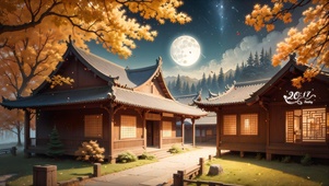 唯美古风月下小屋