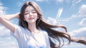 可爱T恤美女