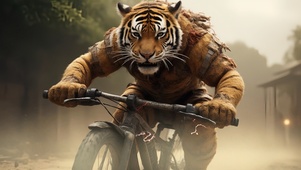 十二生肖之虎在骑单车