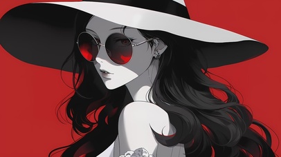 简约单色插画御姐