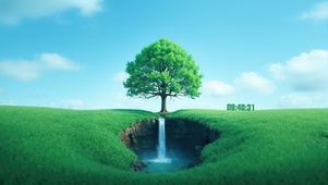 简约护眼绿景桌面
