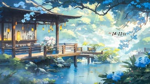 木屋风铃湖泊