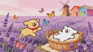 薰衣草-线条小狗