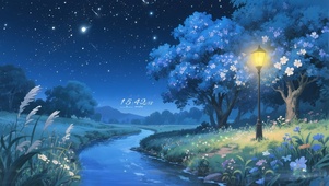 寂静夜晚溪流