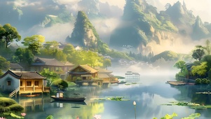 绿色云雾山川