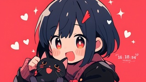 小女孩和黑猫