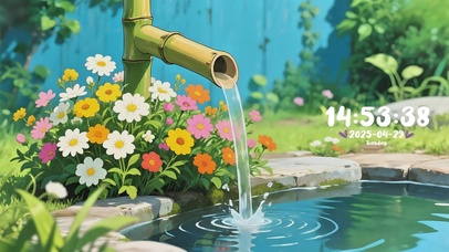 花园竹筒流水动态壁纸