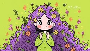 卡通花朵小女孩