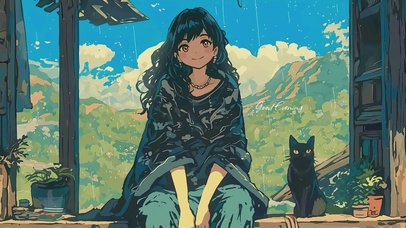 吉普赛女孩和她的猫