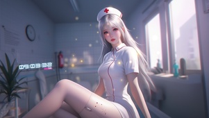 美女护士仿佛动人画卷，令人陶醉