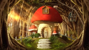 树林里红色蘑菇房