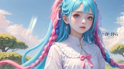 4k彩色马尾辫女孩