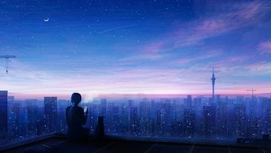 城市 夜晚 女孩 手机唯美动人