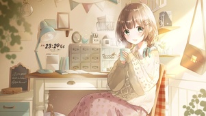 冬季房间可爱美少女
