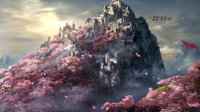 4k 唯美山顶樱花城