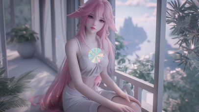 可爱粉色头发女孩