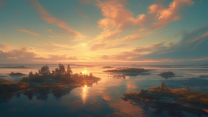 白海与群岛日落