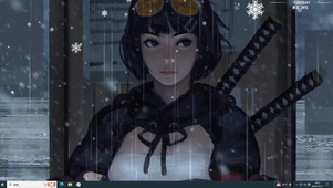 雪天 佩刀 武士女 风雪