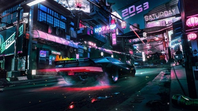 赛博朋克街道跑车